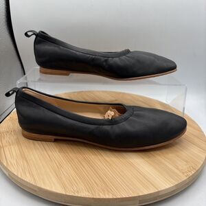 Clarks Collection Grace Mia Black Leather Ballet Flats Women Size 7.5 M Slip On